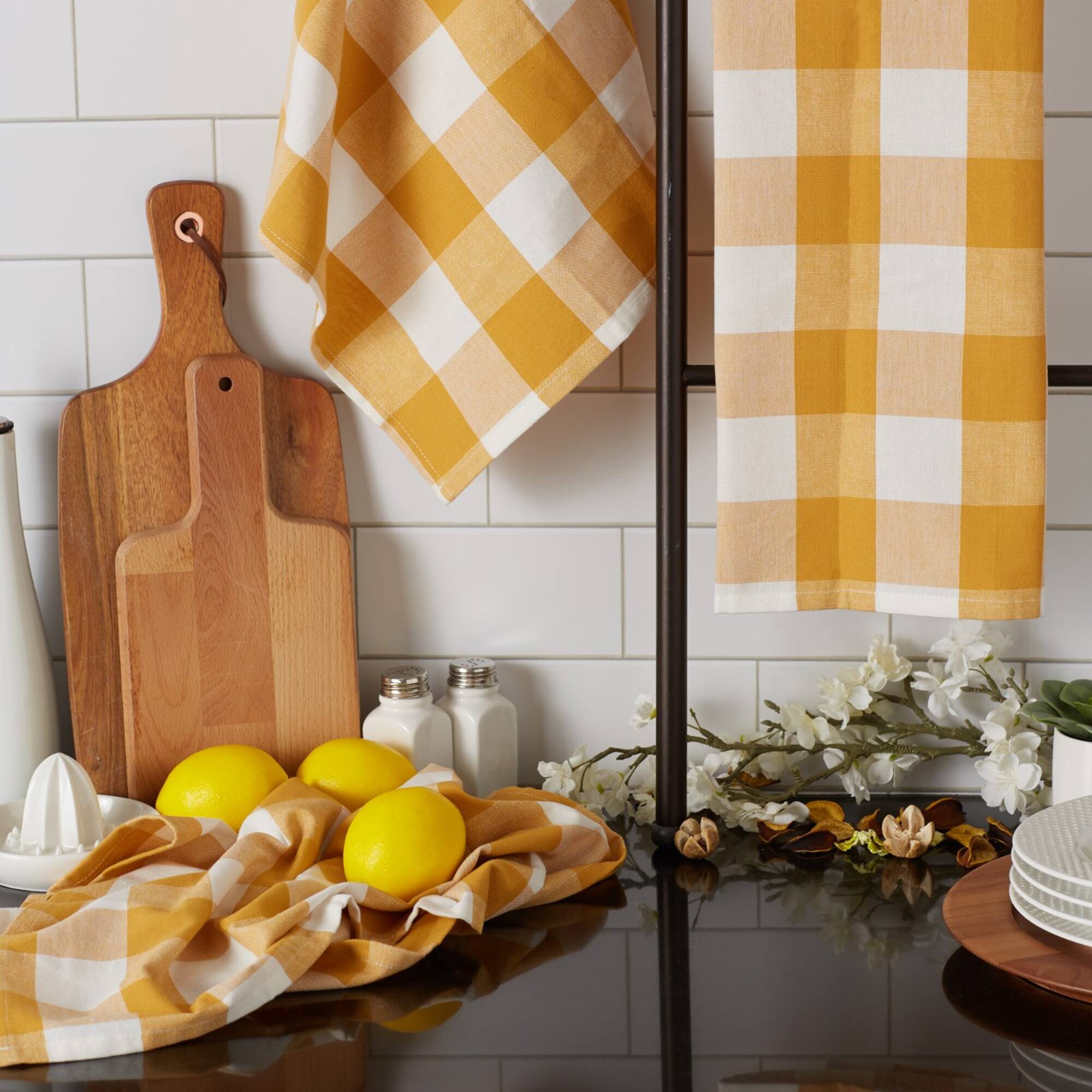 DII® Honey Gold Buffalo Check Dish Towels, 3ct.